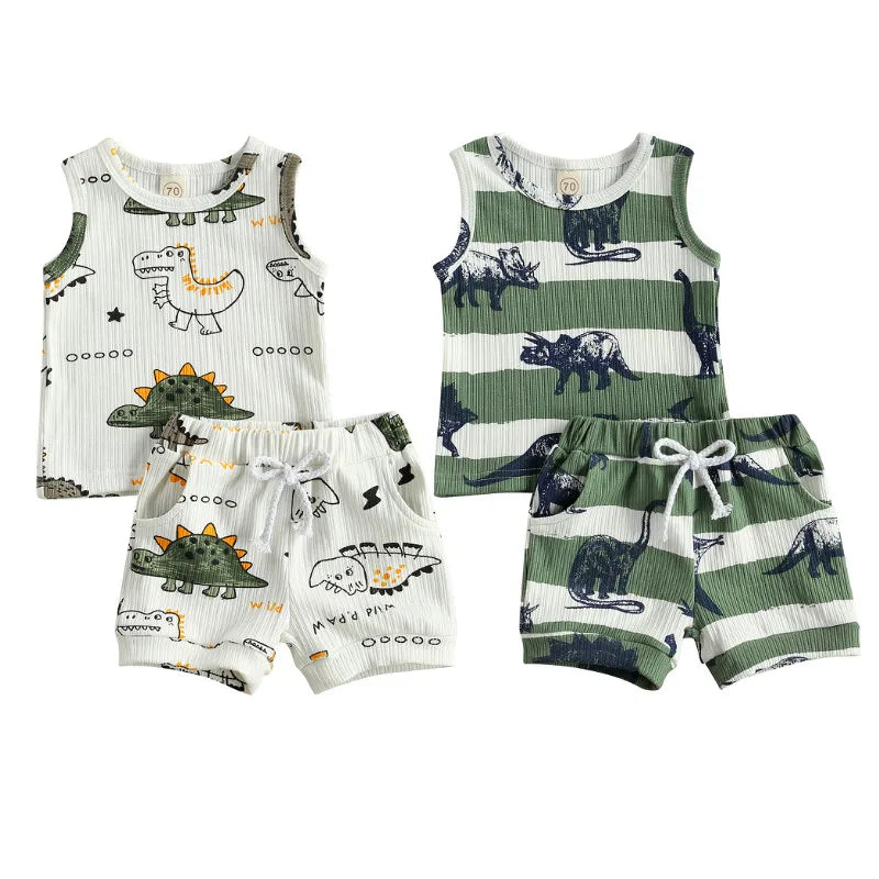 2Pcs 0-24M Newborn Infant Baby Boy Summer Clothing Set