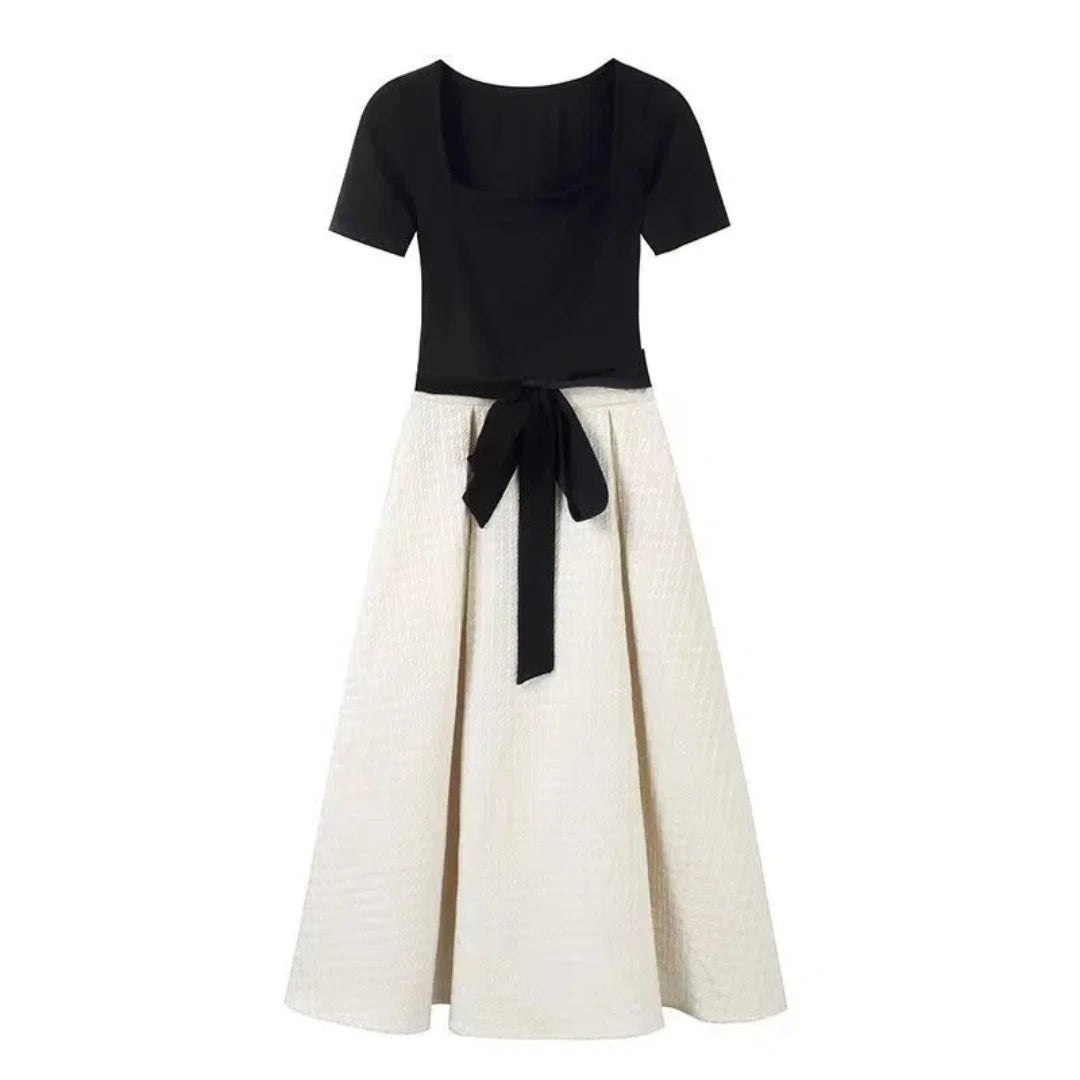 Womens T-shirt Dress Suit High Waist Elegant Fashion Pleated Skirts