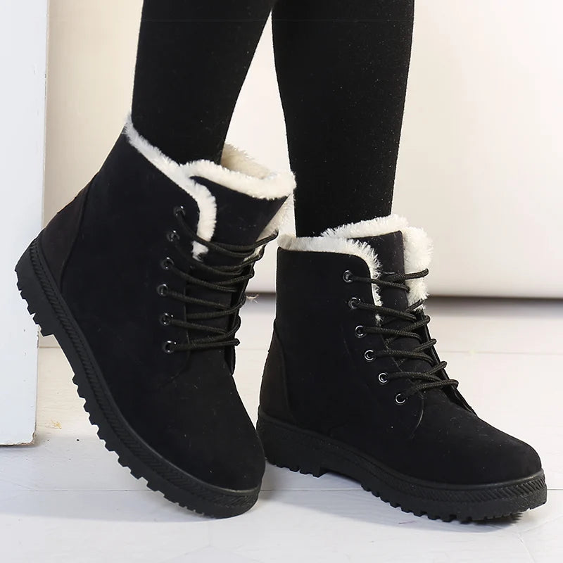 Women's Boots With Fur Low Heels