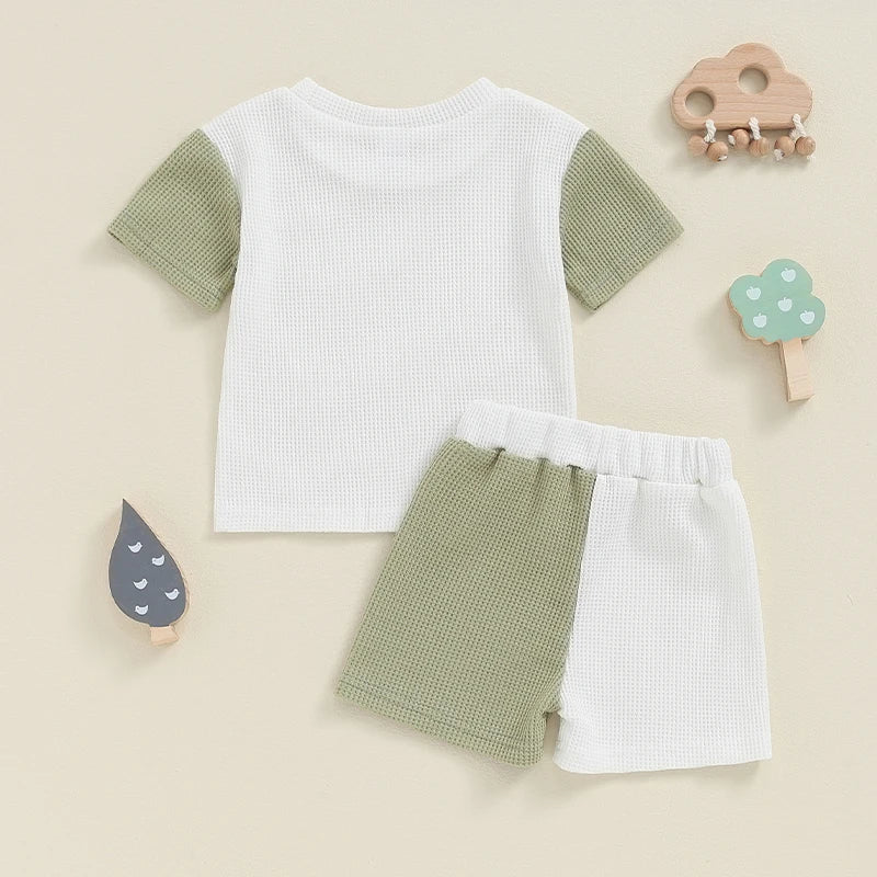 2Pcs Baby Boy Summer Contrast Color Clothing Set