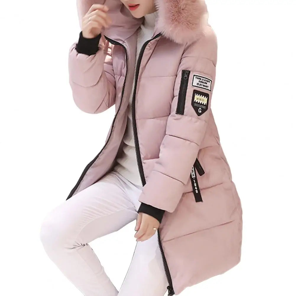 Women Winter Cotton Coat Parka Thickened Padded Stuffed Hooded Mid Length