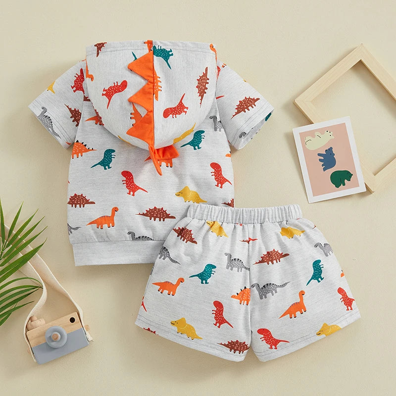 1-6Y Summer Kids Boy Cartoon Print Clothing Set
