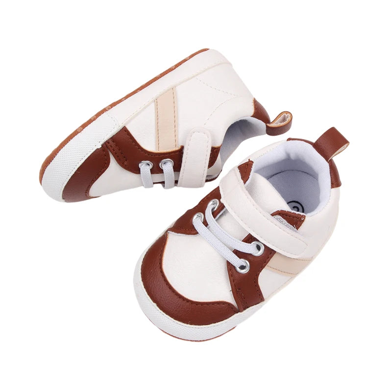 0-18M Infant Baby Boys PU Leather Anti-Slip Soft Sole Shoes