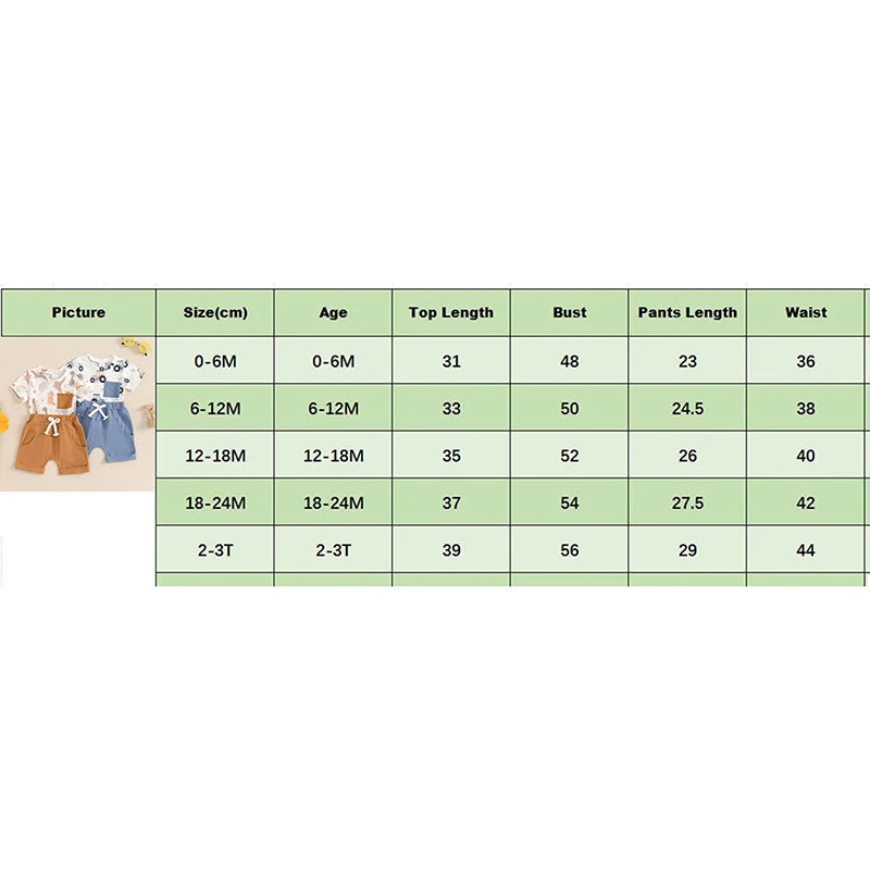 Baby Boy Summer Dinosaur/Car Print Clothes Set