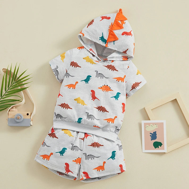 1-6Y Summer Kids Boy Cartoon Print Clothing Set