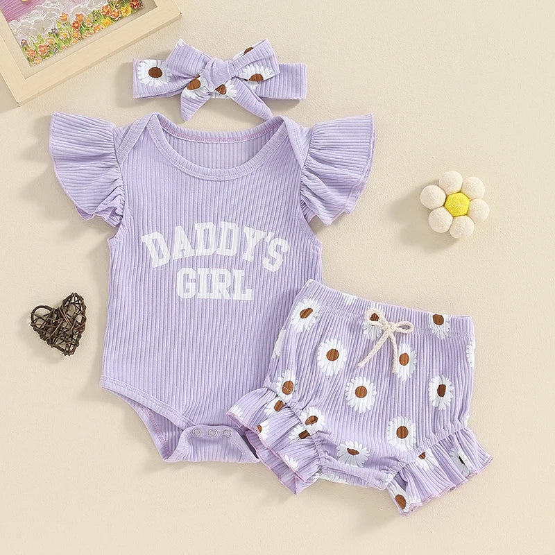 0-18M Summer Baby Girl Flying Sleeve Clothing Set