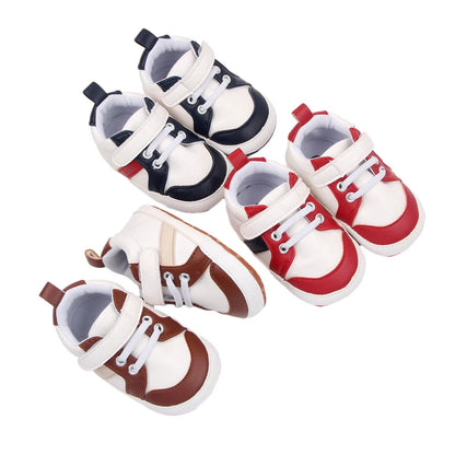 0-18M Infant Baby Boys PU Leather Anti-Slip Soft Sole Shoes