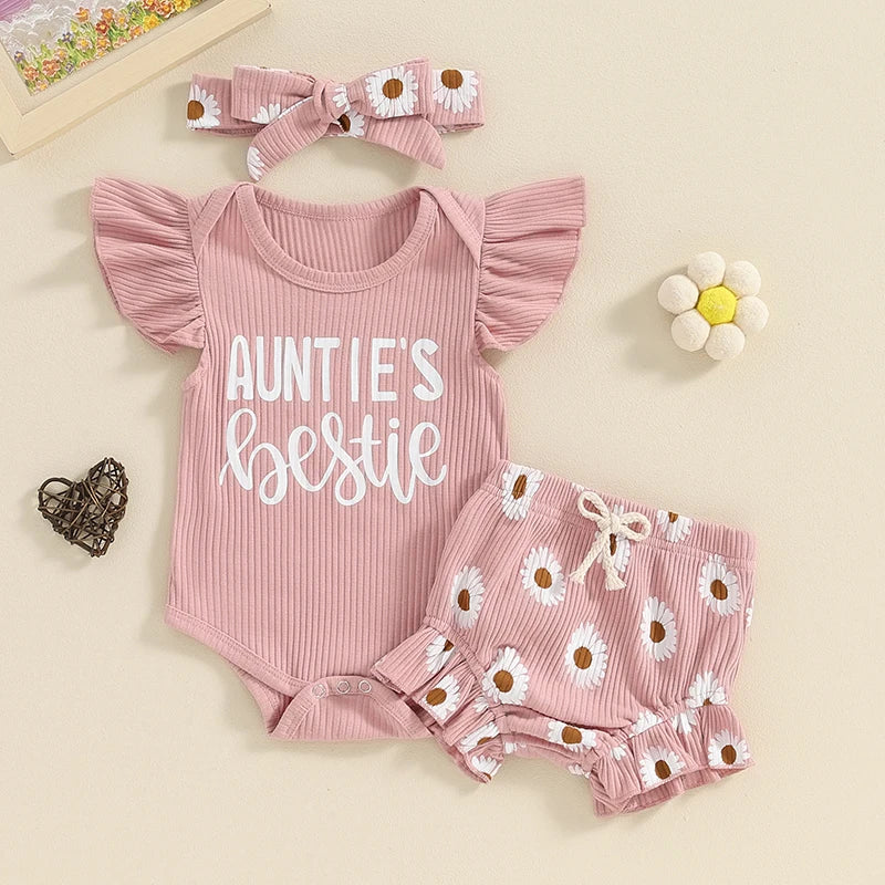 0-18M Summer Baby Girl Flying Sleeve Clothing Set