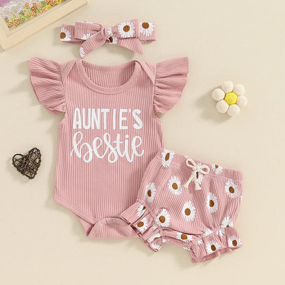 0-18M Summer Baby Girl Flying Sleeve Clothing Set