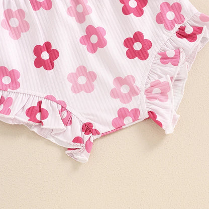 Summer Baby Girls Floral Sleeveless Clothes Set