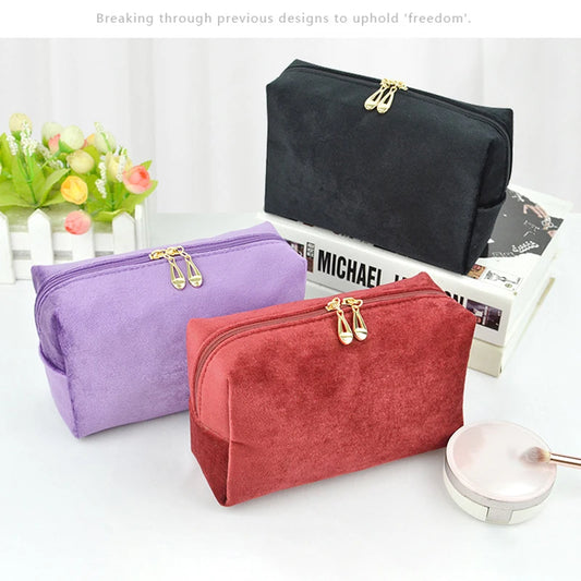 1 Pc Velvet Women Cosmetic Bag Travel