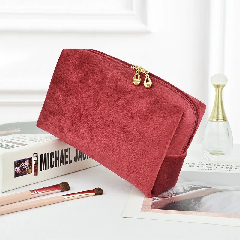 1 Pc Velvet Women Cosmetic Bag Travel