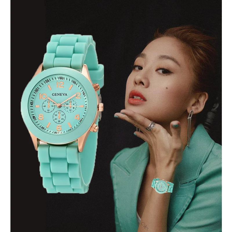 Women Luxury Silicone Strap Quartz Wrist Watch