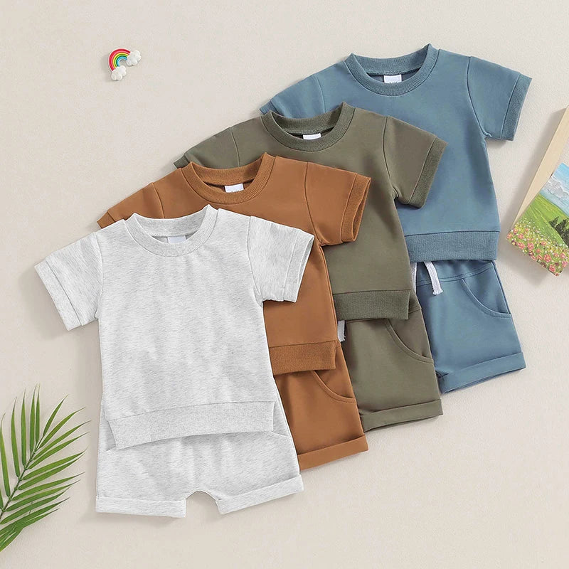 2Pcs Toddler Baby Boy Summer Clothes Set