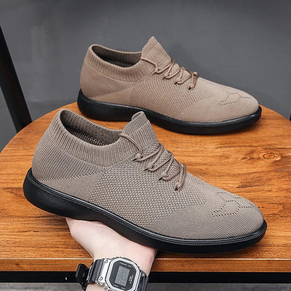 Men's Breathable Elastic Upper Black Sneakers Shoes