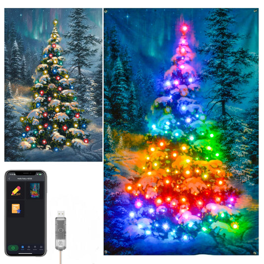 Christmas Tree Colorful Tapestry Canvas