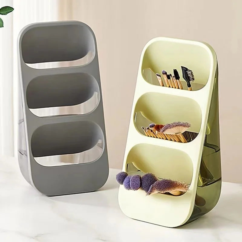 3 Grids Makeup Brushes Storage Box