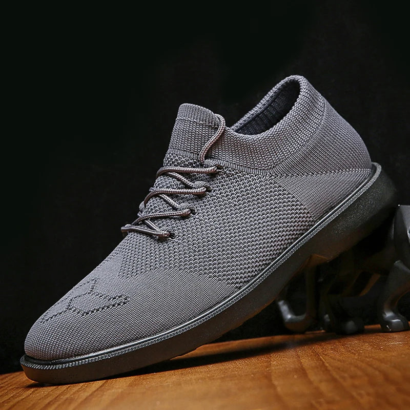 Men's Breathable Elastic Upper Black Sneakers Shoes