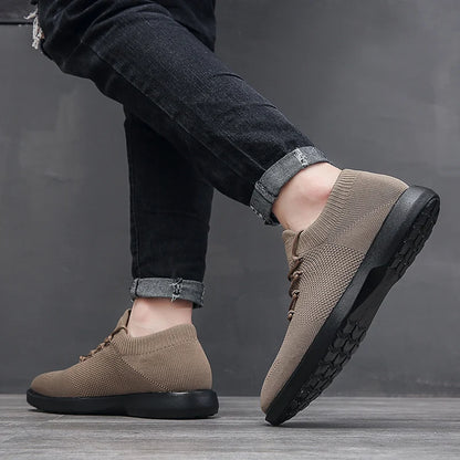 Men's Breathable Elastic Upper Black Sneakers Shoes