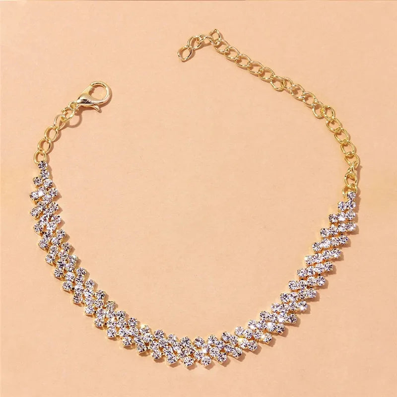 Beautiful Dazzling Cubic Zirconia Chain Anklet for Women