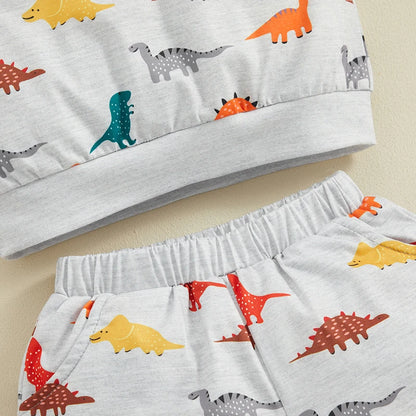 1-6Y Summer Kids Boy Cartoon Print Clothing Set