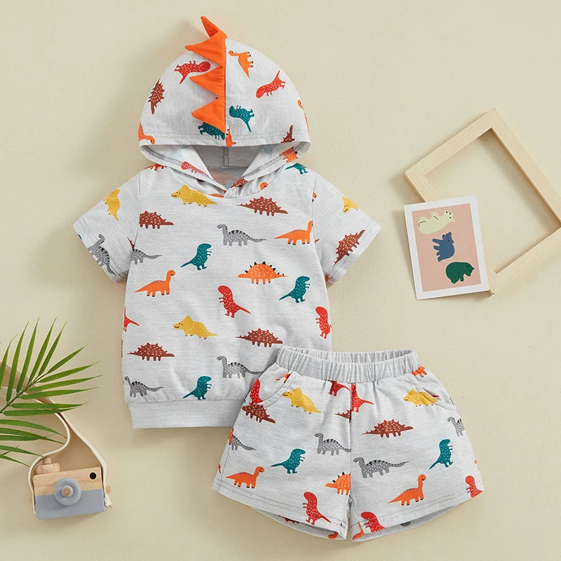 1-6Y Summer Kids Boy Cartoon Print Clothing Set