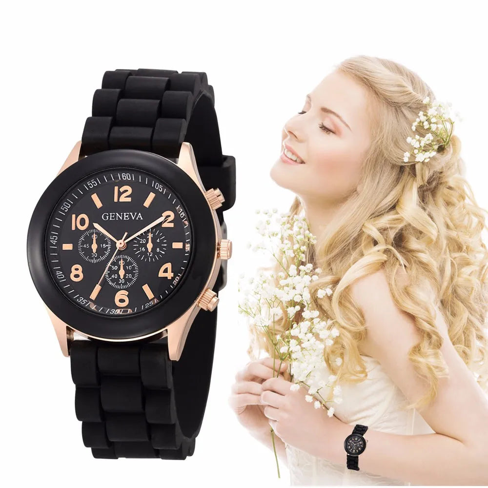 Women Luxury Silicone Strap Quartz Wrist Watch