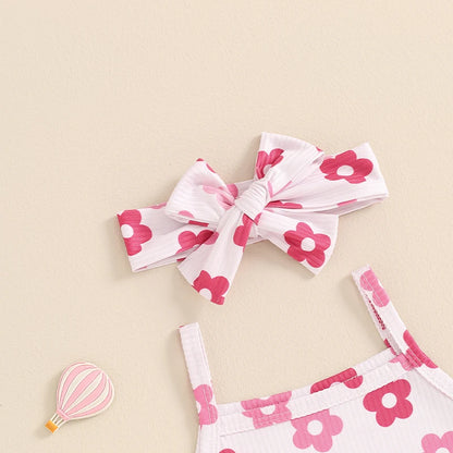 Summer Baby Girls Floral Sleeveless Clothes Set