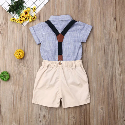 2PCS Baby Boys Short Sleeve Clothing Romper Set