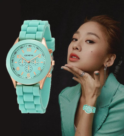 Women Luxury Silicone Strap Quartz Wrist Watch