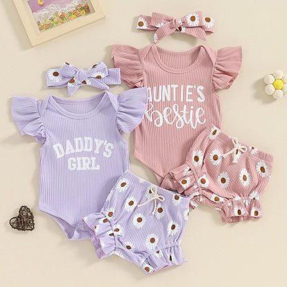 0-18M Summer Baby Girl Flying Sleeve Clothing Set